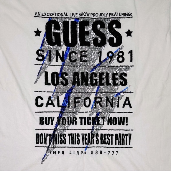 GUESS Los Angeles Silver Sequins Oversized T-Shirt - Picture 5 of 7
